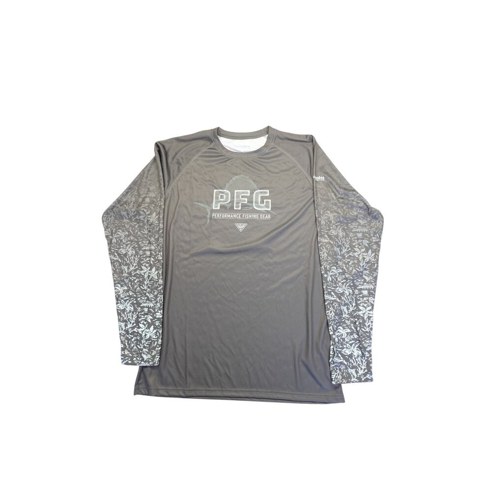 Columbia PFG Super Terminal Tackle Fresh Fade LS Fishing Shirt Mens M Camo Grey